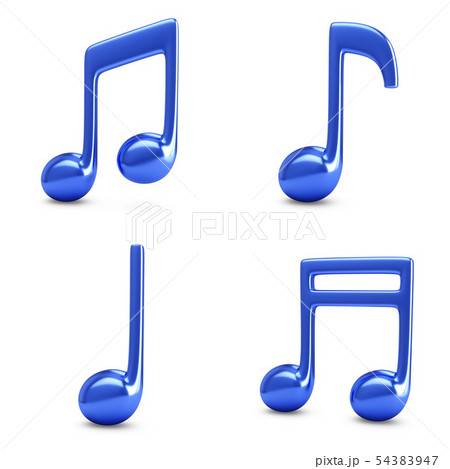 3d Rendering Four Blue Music Notes Isolatedのイラスト素材