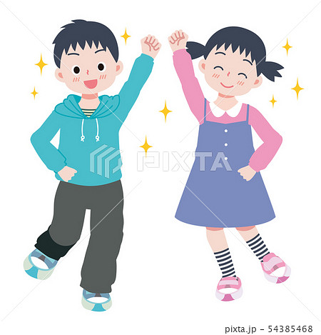 踊る子供のイラストのイラスト素材