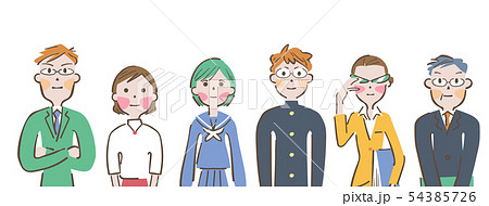 学生　両親　先生　塾講師　イラスト 54385726