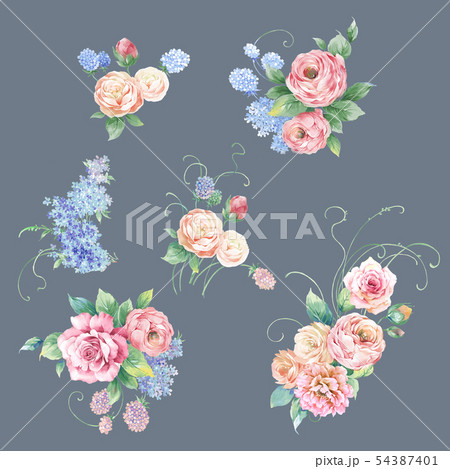 透明水彩 水彩画 花 54387401