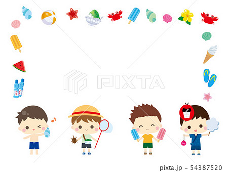 夏休みっぽいフレーム 夏休みっぽいフレーム 54387520