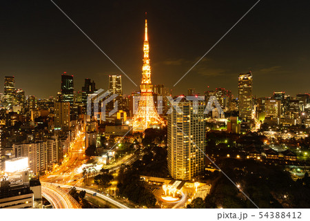 東京タワーと夜景 東京タワーと夜景 54388412
