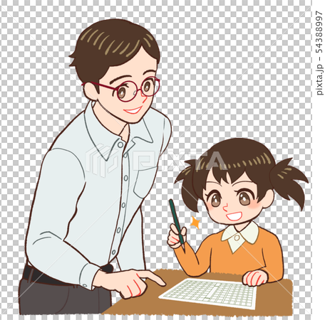 教える先生と子ども　原稿用紙　わかった 54388997