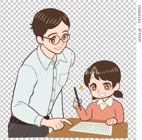 教える先生と子ども　原稿用紙　わかった 54389002