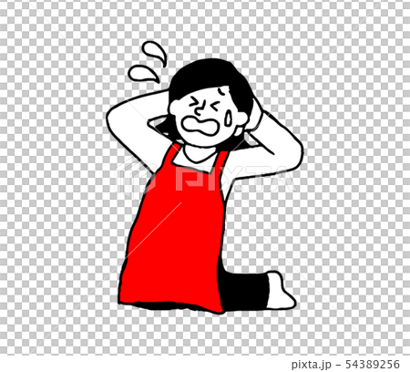 Impatient woman in apron (simple) 54389256