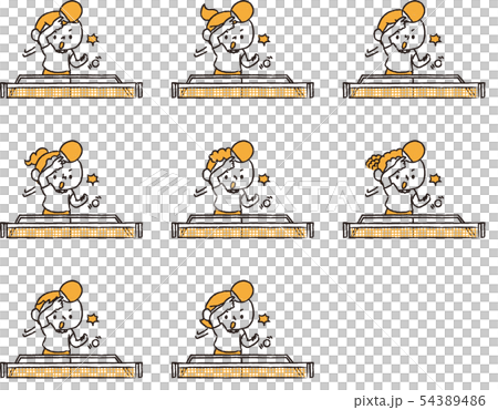 來自不同國家的兒童打乒乓球（橙色） 54389486