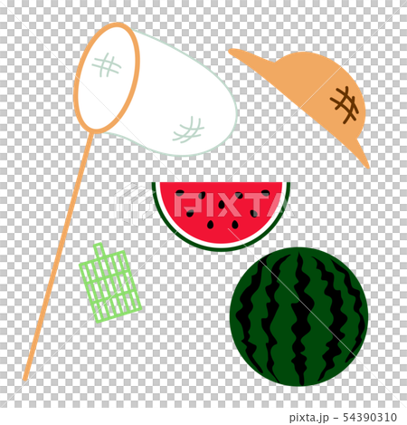 夏スイカ虫取り網虫かご麦わら帽子 夏スイカ虫取り網虫かご麦わら帽子 54390310