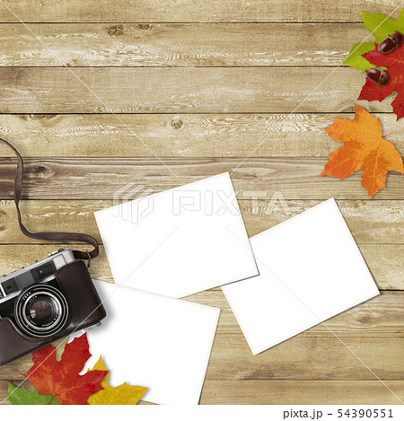 背景 木目 カメラ 写真 秋 ヴィンテージ フレームのイラスト素材
