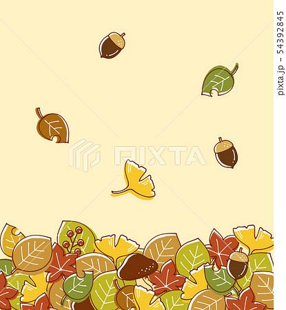 秋の植物 かわいい手書き風デフォルメ素材のイラスト素材 54392845 Pixta
