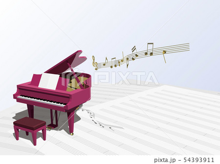 ベクター　イラスト　デザイン　CG　ai　グランドピアノ　音符　音楽　サウンド　コンサート　イベント 54393911