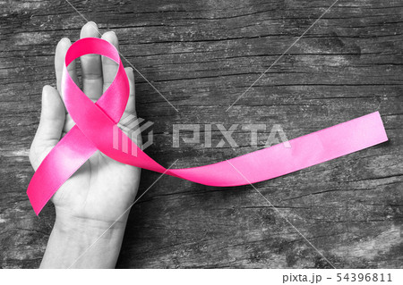 Pink fuchsia ribbon for raising Breast cancer 54396811