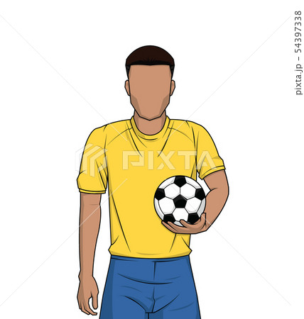 man holding football or soccer on white background 54397338