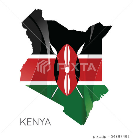 Map of Kenya with an official flag. Illustration