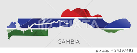 Map of Gambia with an official flag. Illustration