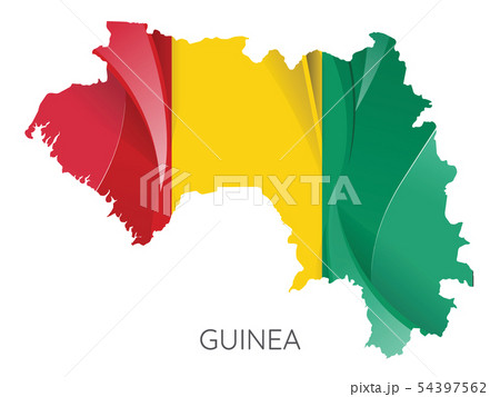 Map of Guinea with an official flag. Illustration