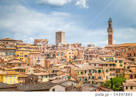 Siena town, panoramic view of ancient city. Siena town, panoramic view of ancient city. 54397883