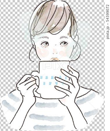 飲み物を飲む女性のイラスト素材 54399072 Pixta