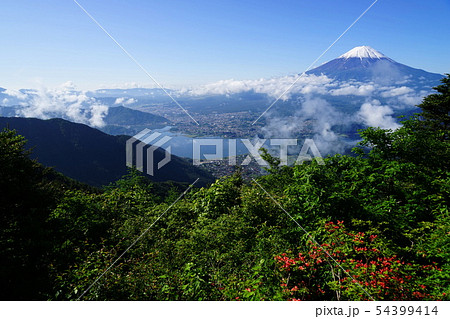 6月 富士河口湖町42富士山と河口湖・ツツジと新道峠 6月 富士河口湖町42富士山と河口湖・ツツジと新道峠 54399414