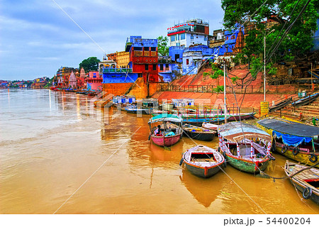 View of Varanasi on river Ganges, India 54400204