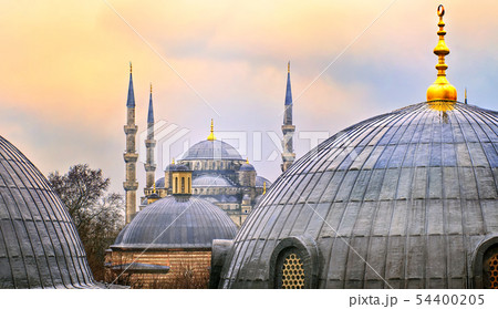 Domes of Blue Mosque in Istanbul, Turkey Domes of Blue Mosque in Istanbul, Turkey 54400205