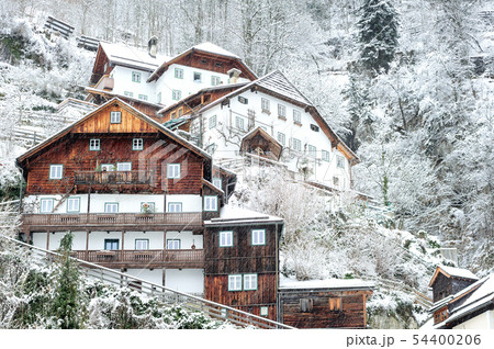 Traditional wooden houses in Alps, Austria 54400206