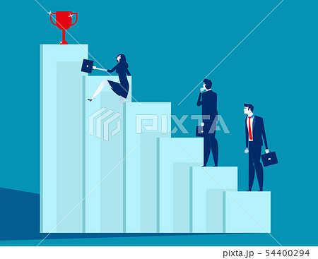 Business team overcome obstacles and achieve 54400294