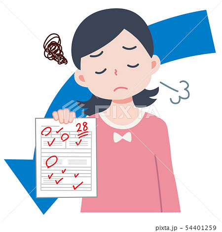 成績が落ちた女の子のイラスト 54401259