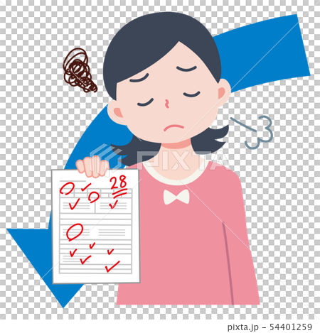 成績が落ちた女の子のイラスト 54401259