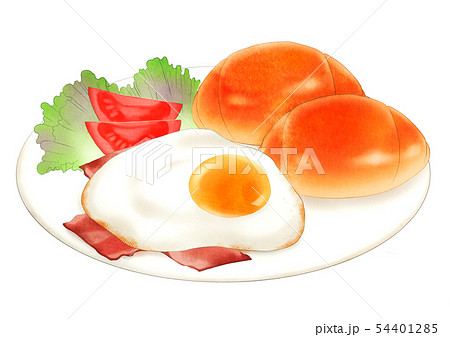 朝食ワンプレートのイラスト素材