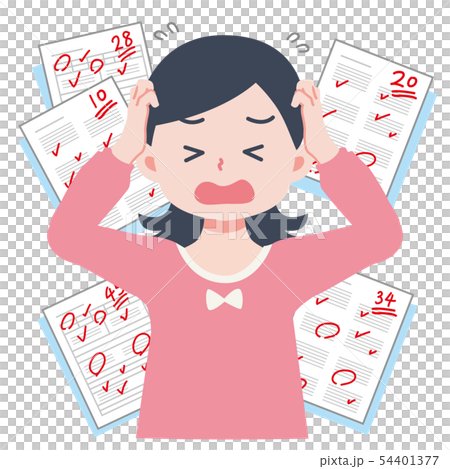 成績が落ちた女の子のイラスト 54401377