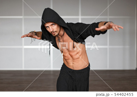 Fashionable handsome male dancer dancing Fashionable handsome male dancer dancing 54402455