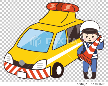 道路パトロールカーと交通管理隊員の女性 54404606