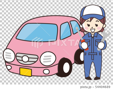 Auto mechanic woman and minicar 54404689