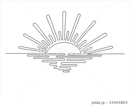 Sunset On The Sea One Line Sketch Illustration のイラスト素材