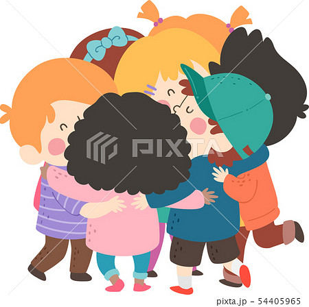 Kids Group Hug Illustrationのイラスト素材