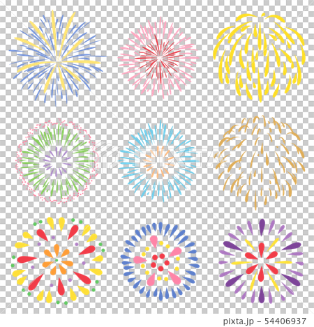 打ち上げ花火の素材セット_フラット 54406937