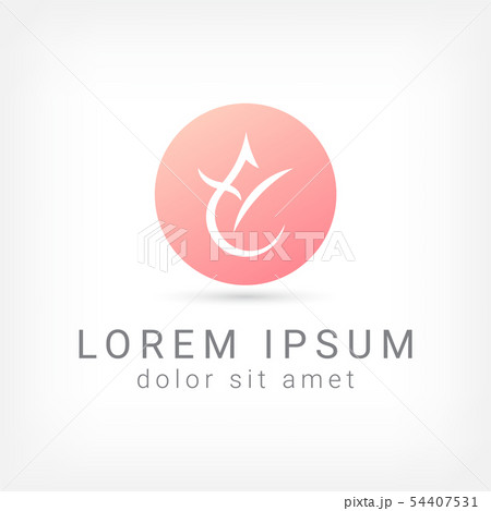 Pink Lotus Curve Line Logo Design Templateのイラスト素材 Pink Lotus Curve Line Logo Design Templateのイラスト素材