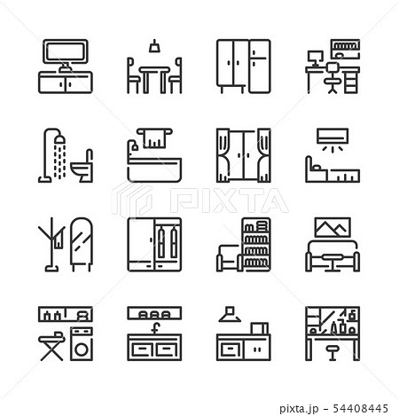 Interior and furniture icon set.Vector 54408445