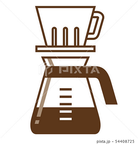 コーヒー関連のグッズのイラスト 線画 コーヒーメーカー ドリッパーのイラスト ベクターデータのイラスト素材