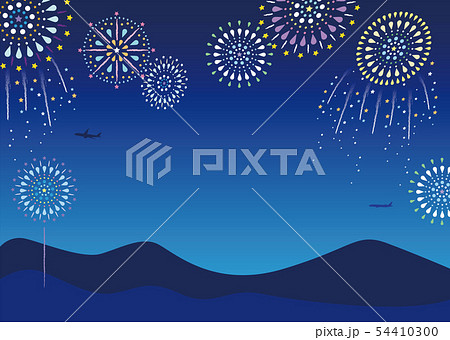 打ち上げ花火と飛行機２（背景） 54410300