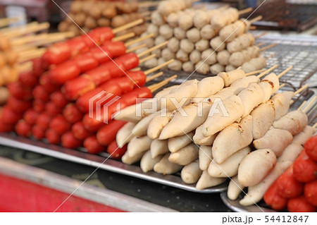 grilled meatballs and sausage at street food grilled meatballs and sausage at street food 54412847