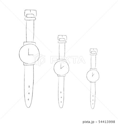 ３本の腕時計 極細ライン線画 カウントダウンのイラスト素材