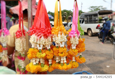 Jasmine garland in the market Jasmine garland in the market 54414205