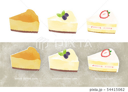 チーズケーキとショートケーキのイラストのイラスト素材 54415062 Pixta