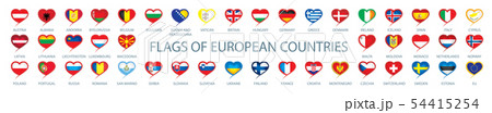 Collection of vector flags of Europe in the form of hearts Collection of vector flags of Europe in the form of hearts 54415254