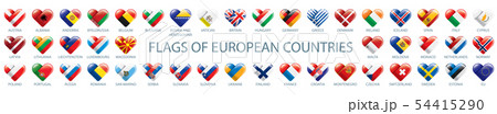 Collection of vector flags of Europe in the form of hearts Collection of vector flags of Europe in the form of hearts 54415290
