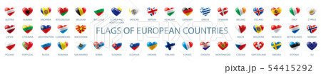 Collection of vector flags of Europe in the form of hearts Collection of vector flags of Europe in the form of hearts 54415292