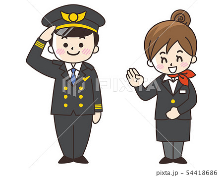 パイロットの男性とCAの女性 パイロットの男性とCAの女性 54418686