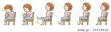 椅子を使用した運動のイラスト素材