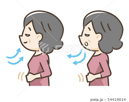 深呼吸をする高齢者 深呼吸をする高齢者 54419014